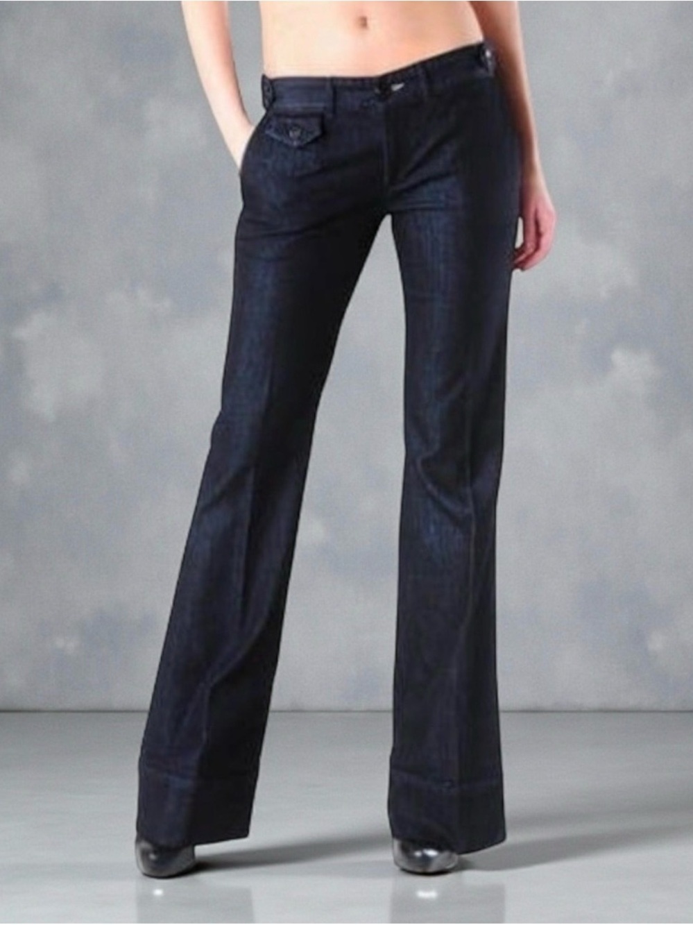 Habitual Ascot Wide Flare Trouser Jeans NWT Dark Wash Size 31 Made USA